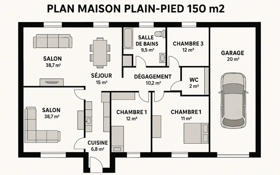 Quel plan choisir pour une maison plain-pied de 150m² ?