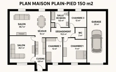 Quel plan choisir pour une maison plain-pied de 150m² ?