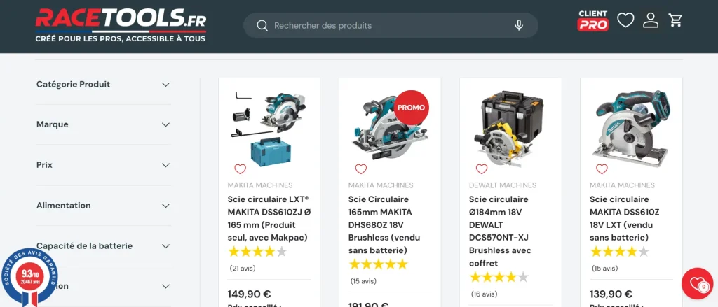 une scie circulaire Racetools