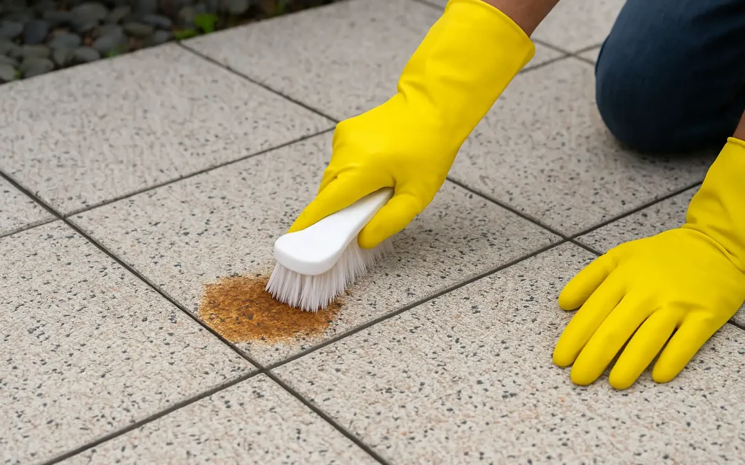 Comment enlever une tache de rouille sur une dalle de terrasse ?
