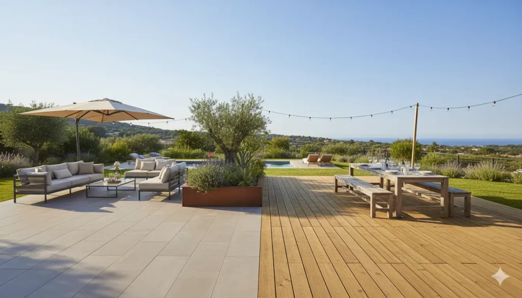 prix moyen d'une terrasse en bois et en carrelage