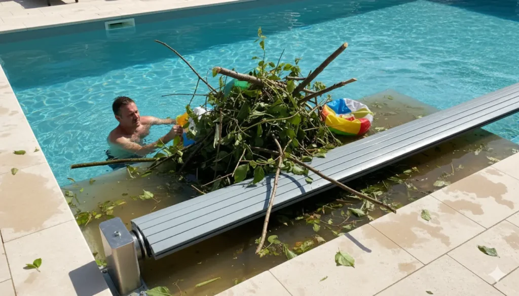 volet de piscine immergé