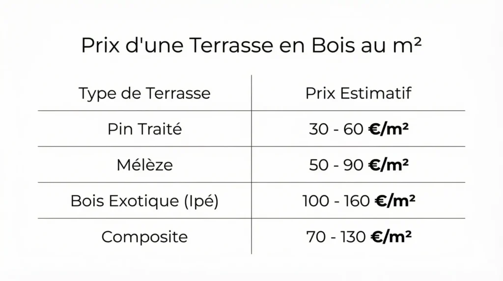 facteurs influençant le prix d'une terrasse en bois