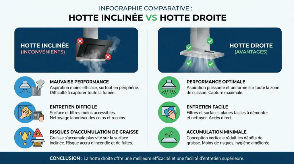 principaux inconvénients de la hotte inclinée