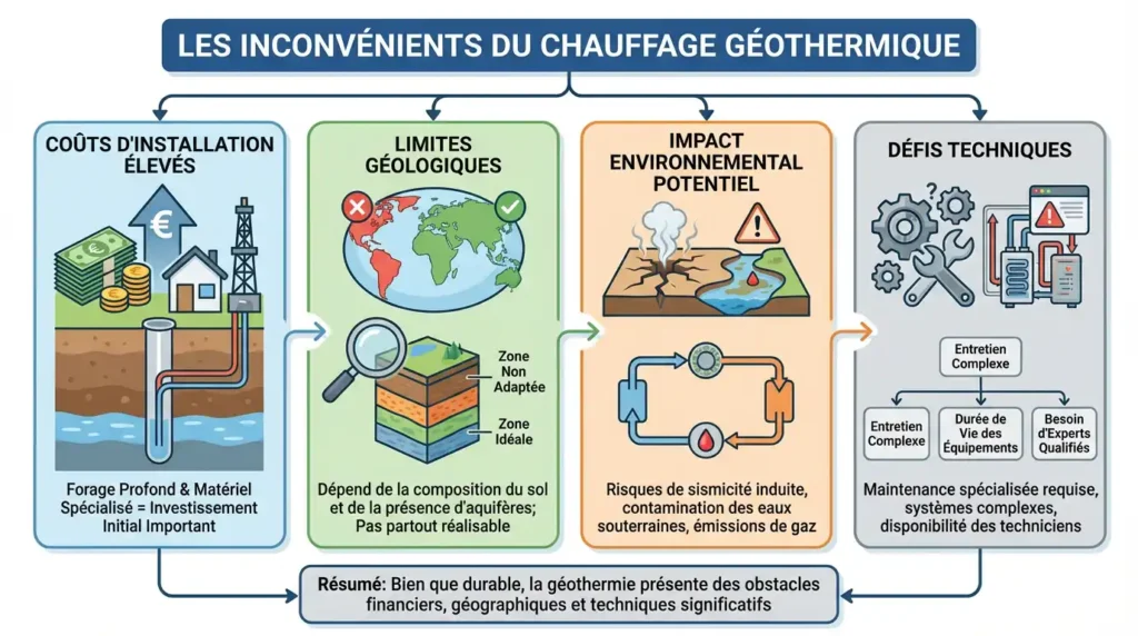 principaux inconvénients du chauffage géothermie