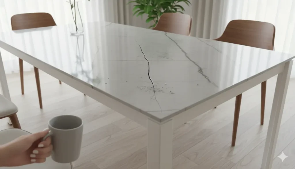 Table en céramique fragile