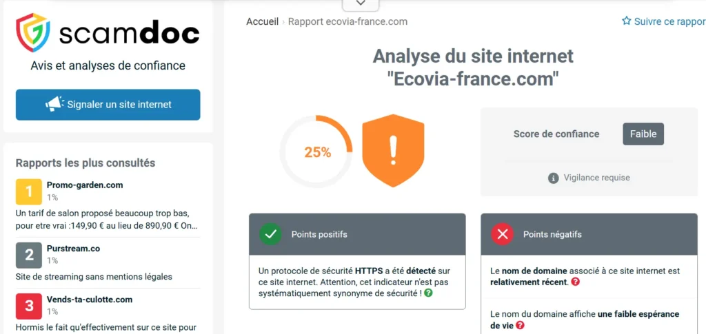 avis sur Scamdoc sur Ecovia France