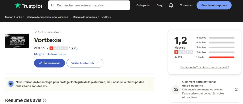 avis sur Trustpilot sur Vortexia (2)