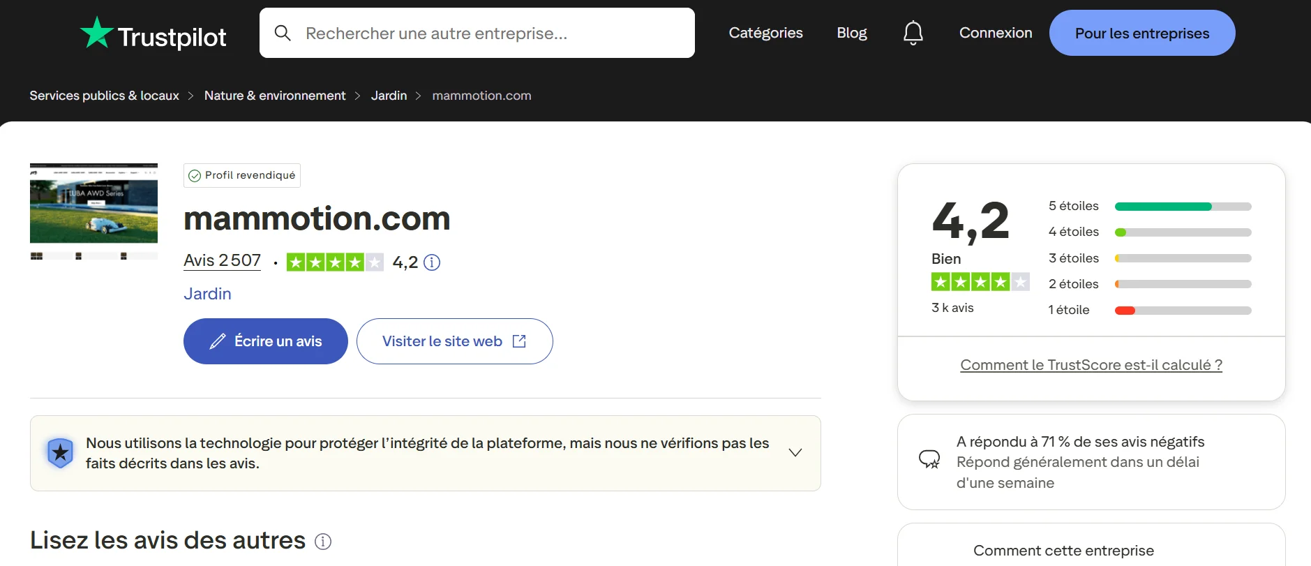 Quels sont les avis sur Mammotion en France