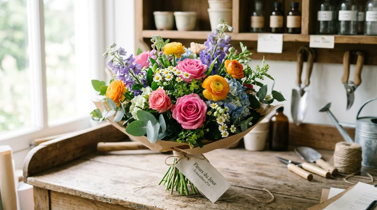 Bouquet de fleurs fraîches et colorées, témoignage de la qualité Willemse.