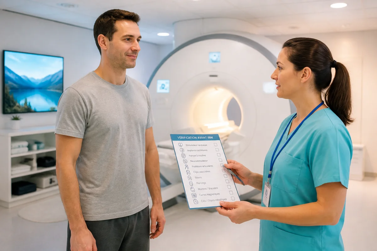 Préparer un rendez-vous d’imagerie médicale : vérification des implants avant une IRM dans une ambiance rassurante