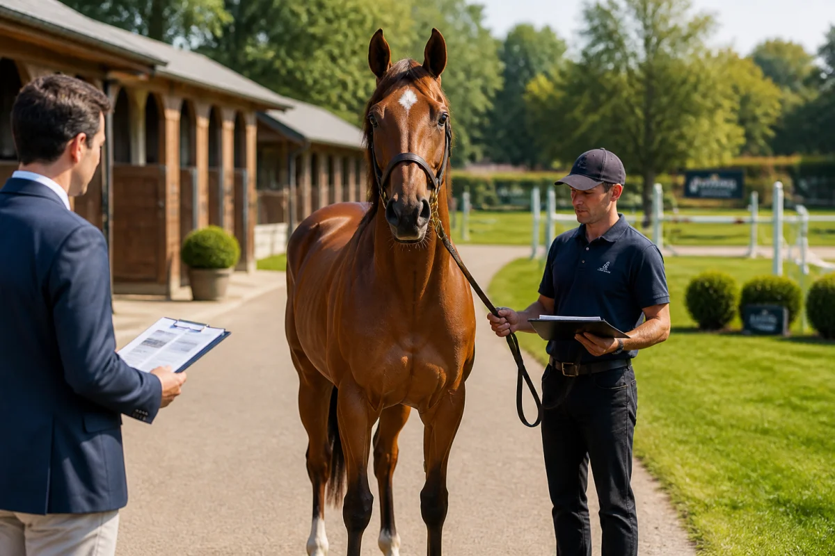 Cheval de course alezan présenté dans un centre équestre, illustrant les critères influençant le prix d’un cheval de course